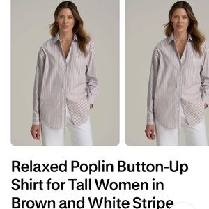 Striped Button-Down relaxed fit blouse M Extra Tall